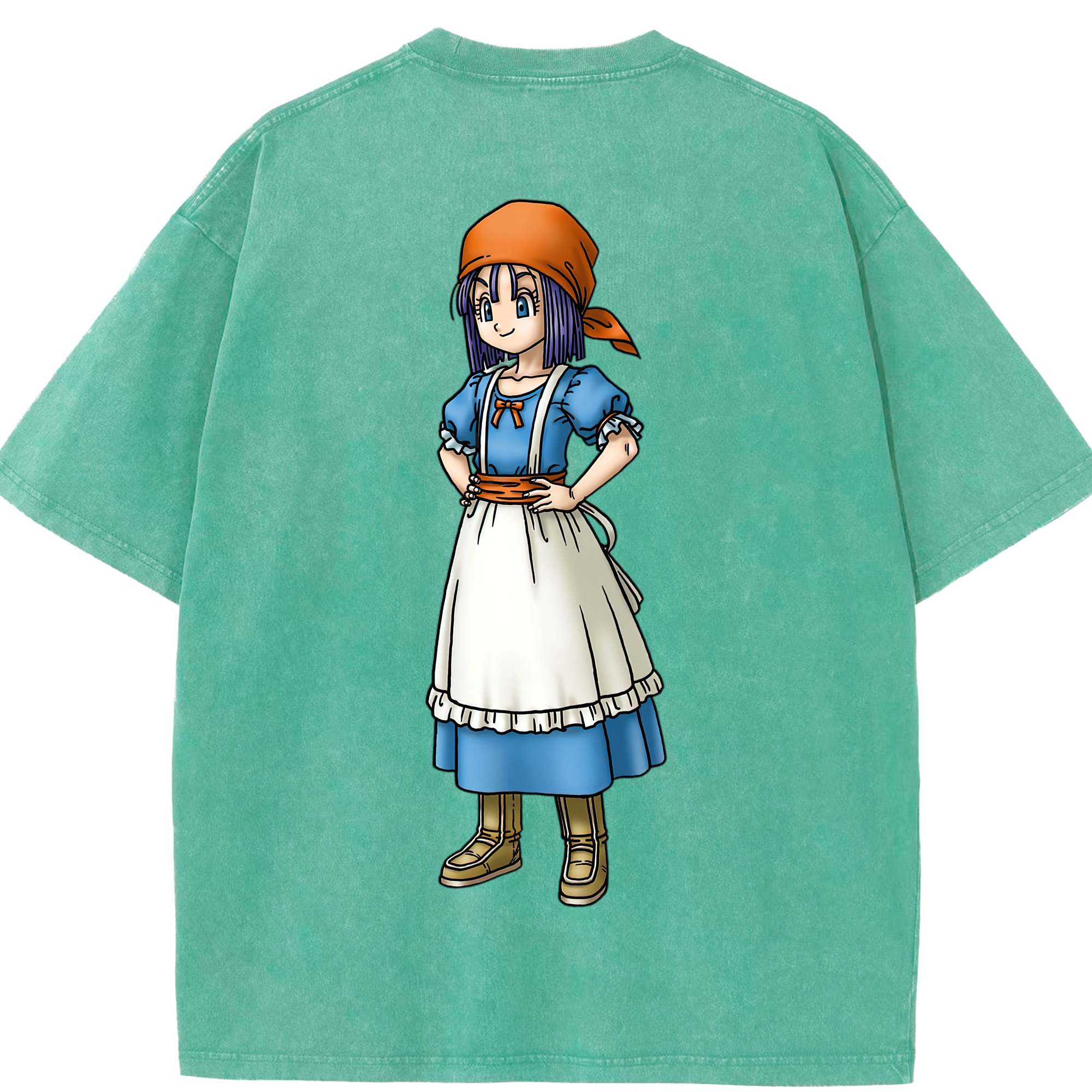 （画像用） ドラゴンクエスト Doragon Kuesuto Dragon Quest 綿100% ヴィンテージ風 半袖Tシャツ（背面プリント）